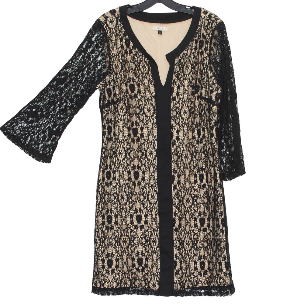 Halo Dress 3/4 Bell Sleeve Lace Boho Whimsigoth Witchy Romantic Grunge Black XL